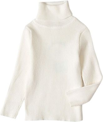 Generic Toddler Sweaters Baby Boy Girl Turtleneck Jumper Cable Knit Sweater Pullover Baby Long Sleeve High Neck Jumper Soft Chunky Solid Knitwear for Kids War