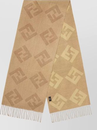 Fendi oblique ff pattern long fringed scarf