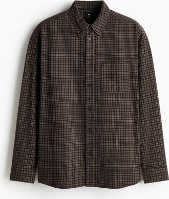 H&M Baumwollhemd in Relaxed Fit - Brown