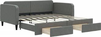 vidaXL Daybed with Trundle&Drawers without Mattress Dark Grey 90x190 cm Single vidaXL