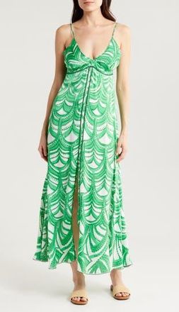 Poupette St Barth Denise Print Cover-Up Maxi Dress in Green Himba at Nordstrom Rack, Size X-Large