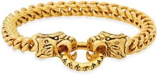 HMY Jewelry 18k Gold Plated Stainless Steel Dragon Cuff Bracelet in Yellow at Nordstrom Rack