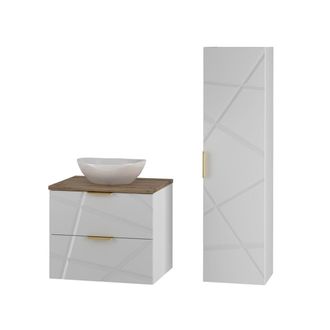 Petits Meubles Set de muebles con lavabo y columna estratificado Blanco