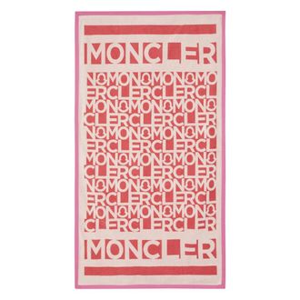 Moncler Home, Dames, Roze, ONE Size, Katoen, Monogram Katoen Badstof Strandlaken