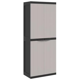 vidaXL Armario De Almacenaje Exterior Pp Gris Y Negro 65x37x165 Cm Vidaxl