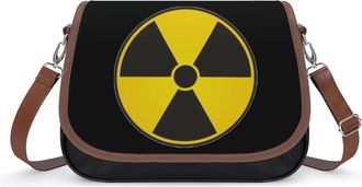 Generic Nuclear Radiation Warning Sign Crossbody Bag Womens Handbag PU Message Bags Shoulder Purse with Adjustable Strap