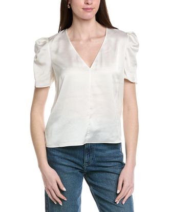Frame Denim The V-Neck Puff Sleeve Blouse