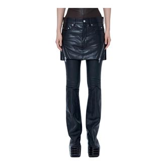 Rick Owens Rokken, Dames, Zwart, M, Leer, Bolan Banana Mini Skirt