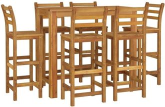 vidaXL Mesa Y Taburetes Altos De Jard&iacute;n 7 Pzas Madera Maciza Acacia Vidaxl