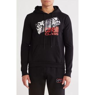 Cavalli Logo Graphic Hoodie in Black at Nordstrom Rack, Size Xx-Large