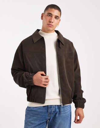 Asos Giacca bomber in camoscio sintetico marrone