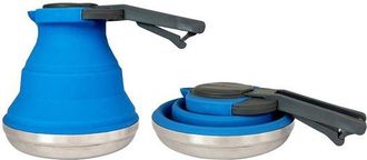 OEM Hervidor Plegable Para Caravana - Capacidad: 1,5 L - Silicona - Base De Acero Inoxidable - Ideal Para Autocaravanas, Caravanas Y Viajes - Azul