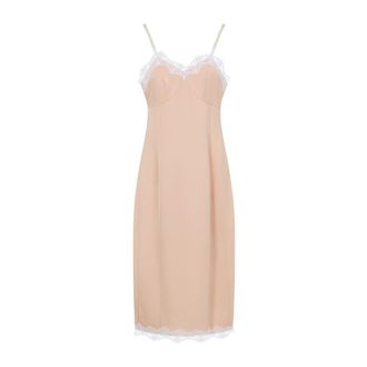 Carven Nude Midi Dress With Lace Trim