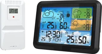 OEM Estaci&oacute;n Meteorol&oacute;gica Inteligente Wifi Tuya Con Reloj: Term&oacute;metro/higr&oacute;metro Inal&aacute;mbrico Para Interiores Y Exteriores, Pron&oacute;stico Del Tiempo Para 5 D