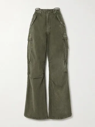 R13 Pantaloni Cargo In Twill Di Cotone - Verde