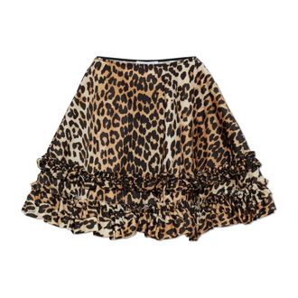 Ganni Short Skirts, female, Brown, Size: XS Ruffled Skirt