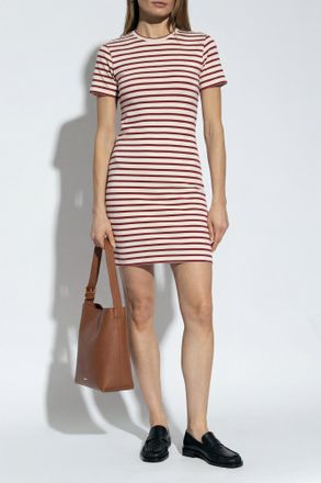 Jil Sander Cotton Dress With Striped Pattern, Womens, Red