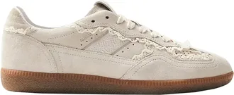 Alohas Low Silhouette Suede Sneakers with Crochet Detail