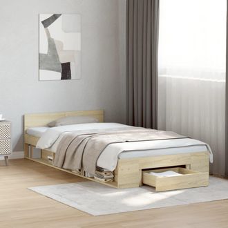 vidaXL Cama Con Caj&oacute;n Madera De Ingenier&iacute;a Roble Sonoma 90x190 Cm Vidaxl