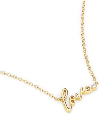 Kurt Geiger Love Script Pendant Necklace in Gold at Nordstrom