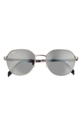 Maui Jim 52mm Polarized Round Sunglasses in Silver Silver Grey at Nordstrom Rack