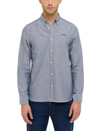 Mustang Langarmhemd MUSTANG Edinburg, Herren, Gr. XXL, N-Gr, blau (schwarz sapphire), Obermaterial: 100% Baumwolle, unifarben, regular fit Po-bedeckend, Mansc