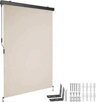 TecTake Toldo vertical con manivela, 2 soportes pared, 120x250 cm, beige