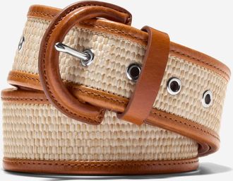 Cole Haan Womens 45MM Raffia Textured Belt - Beige Size Medium
