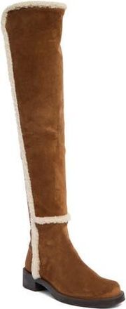 Stuart Weitzman Bold Genuine Shearling Over the Knee Boot in Deep Coffee/Nat/Deep Coffee at Nordstrom Rack, Size 6.5