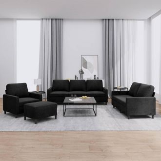 vidaXL Juego De Sof&aacute;s Con Cojines 4 Piezas Terciopelo Negro Vidaxl