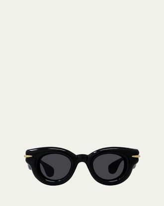 Loewe Mens Inflated Pantos Acetate-Nylon Round Sunglasses