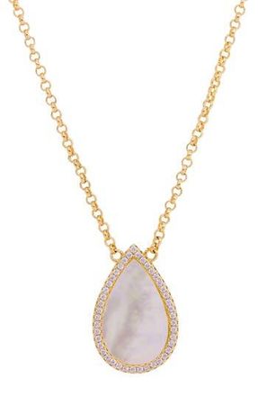 Savvy Cie Jewels Mother of Pearl Drop Pendant Necklace in Yellow at Nordstrom Rack