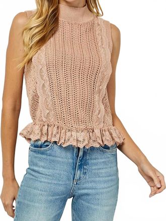 Sadie & Sage Lace Detail Sweater In Pink