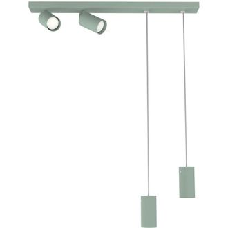Lumicom Hybrid plaf/sosp, 4X GU10, max 33W, metallo, verde iceberg, D.6cm - Lumicom