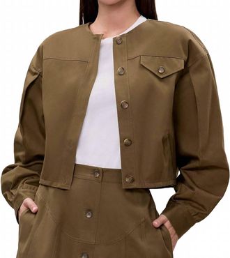 Rebecca Taylor Aria Twill Jacket In Olive