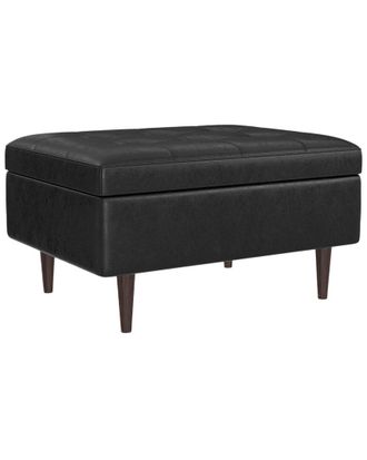 Simpli Home Shay 34In Mid Century Modern Small Rectangle Coffee Table Storage Ottoman