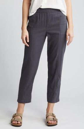 Caslon Pull-On Linen Blend Crop Pants in Grey Forged at Nordstrom Rack, Size X-Small
