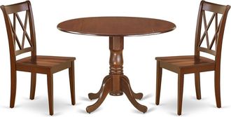 East West Furniture Dining Room Set Mahogany, DLCL3-MAH-W