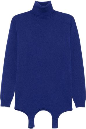 Saint Laurent Blue Turtleneck Garter Sweater