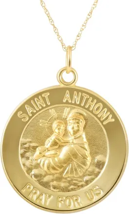 Pompeii3 14k Yellow Gold St. Anthony Medal Pendant 1 Tall 5.5 Grams