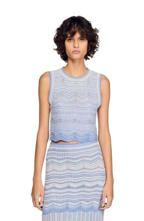 Sandro Decorative knit crop top in Sky Blue at Nordstrom, Size X-Small