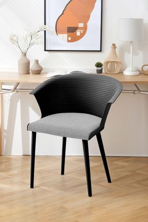 Living and Home 4Pcs PP Upholstered Dining Chairs with Armrest ( Load Capacity 150kg ) in Black