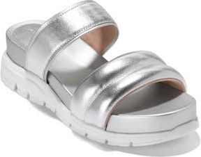 Cole Haan ZER&Oslash;GRAND Double Band Slide Sandal in Silver Metallic/White at Nordstrom Rack, Size 7.5