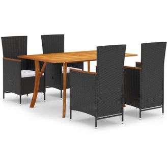 vidaXL Juego De Comedor Para Jard&iacute;n 5 Piezas Negro Vidaxl