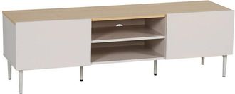 Sweeek TV stand metal with wood decor 2 doors 140 cm beige and natural - Ashton