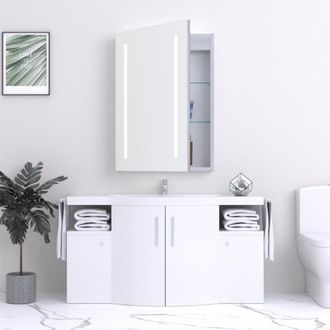 Clifton 70cm Tall LED (Sides) Bathroom Mirror Cabinet in Natural