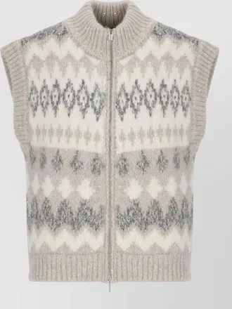 PESERICO ribbed sequined sleeveless cardigan