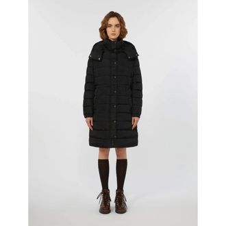 Max Mara Down Jackets, female, Black, XS, Nylon Down Jacket with Feather Padding
