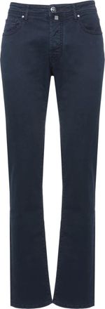 Jacob Cohen Straight broek met logopatch - Heren - Jeans - Blauw - Maat: W33 Katoen