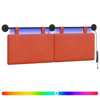 vidaXL Cabecero Colgante Con Luz Led Rojo Naranja Tela De Pana Vidaxl